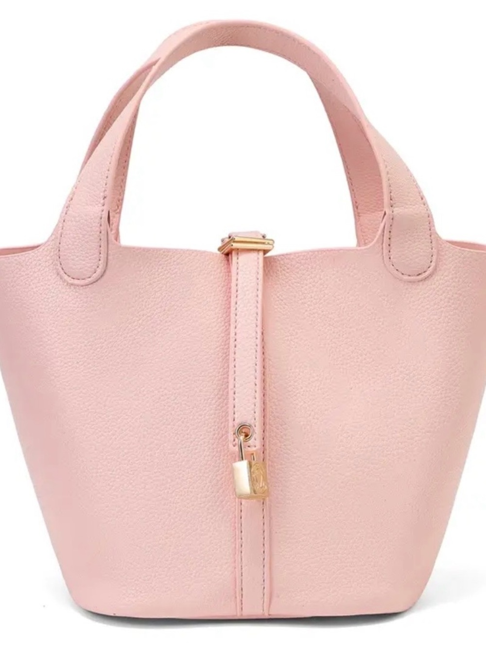Valentino Orlandi Blush Pink  Bucket Bag with Gold Lock with matching pouch